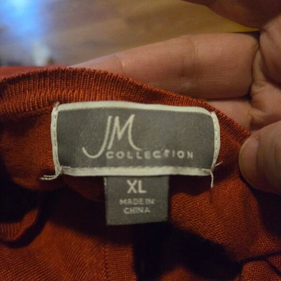 JM Collection Rust Orange Studded Sleeve Sweater Top XL - Picture 3 of 9